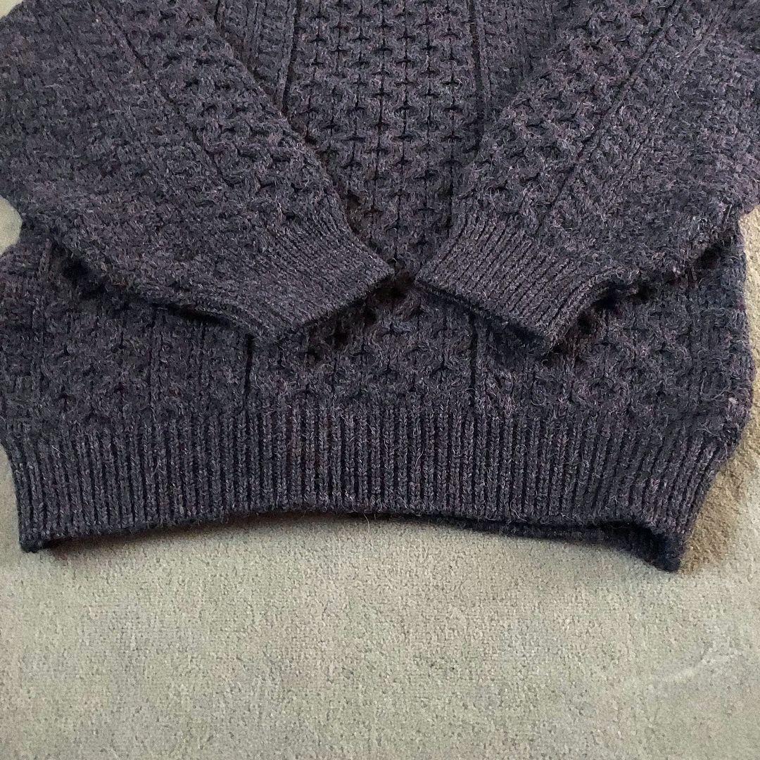 アイルランド製フィッシャーマンアランクルーニットM濃灰 シェットランドインバー