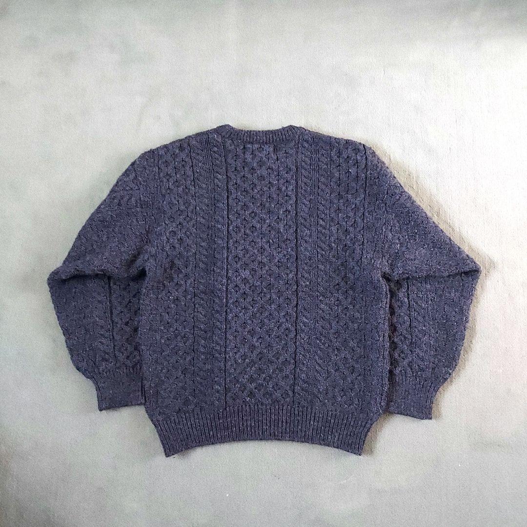 アイルランド製フィッシャーマンアランクルーニットM濃灰 シェットランドインバー