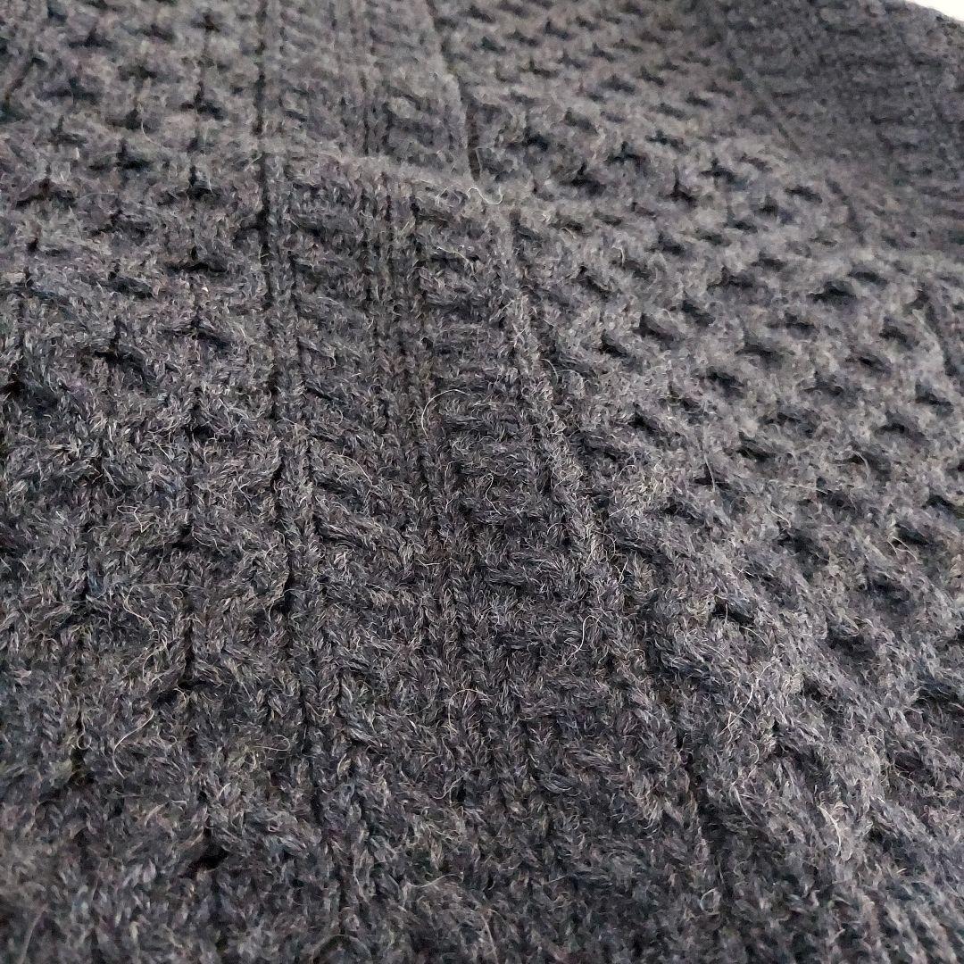 アイルランド製フィッシャーマンアランクルーニットM濃灰 シェットランドインバー