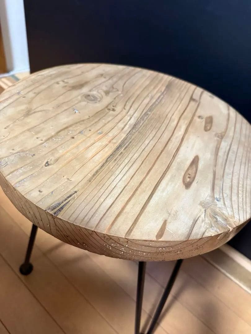 サイドテーブル 足場板古材 アイアン 丸型 35cm ヴィンテージ カフェ