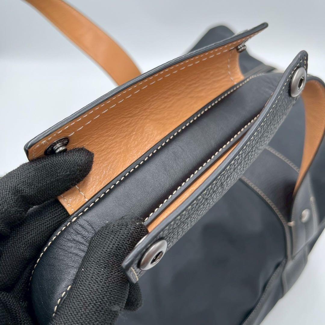 COACH コーチ ボストンバッグ 2way 大容量 ナイロン レザー 黒