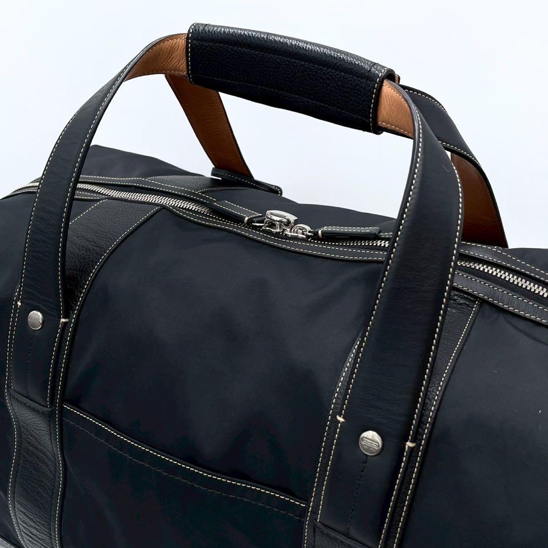 COACH コーチ ボストンバッグ 2way 大容量 ナイロン レザー 黒