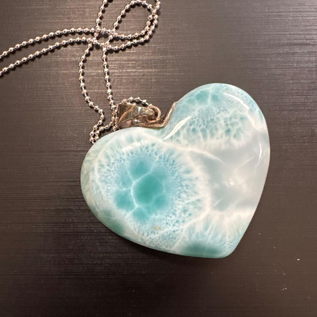 ⭐︎セール⭐︎ 高品質　特大ラリマー　ハート型　ペンダント　ネックレス　チャーム