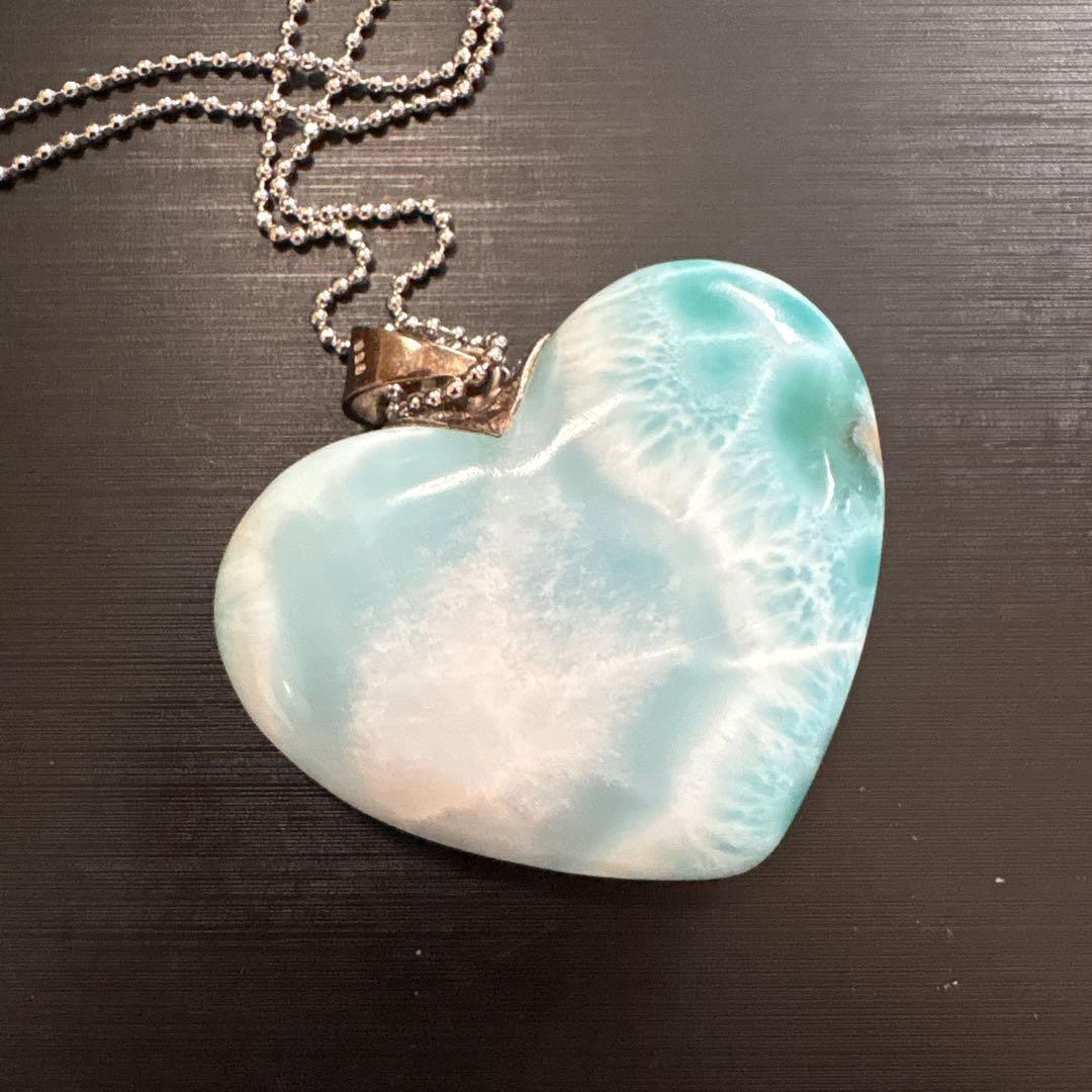 ⭐︎セール⭐︎ 高品質　特大ラリマー　ハート型　ペンダント　ネックレス　チャーム