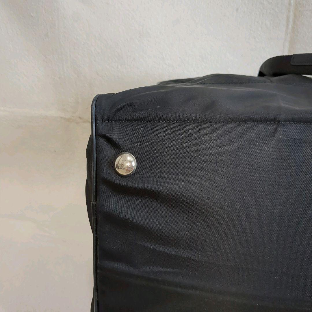 大容量 PRADA ボストンバッグ ブラック 三角ロゴ レザー ナイロン