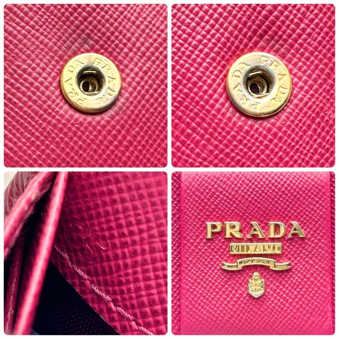 美品✨プラダ 長財布 サフィアーノ フィオッコ ピンク メタルロゴ リボン