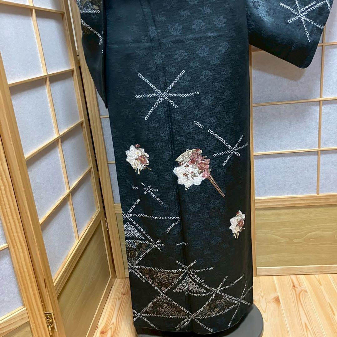 ［6750］訪問着 美品 花吉祥文様 絞り 刺繍 正絹 着物 袷