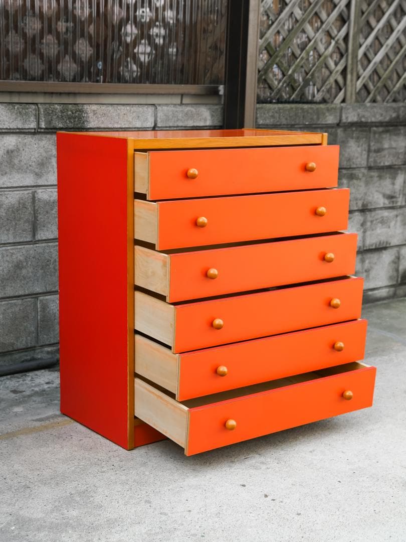 60-70's ヴィンテージ 6段チェスト/収納 レトロポップ スペースエイジ