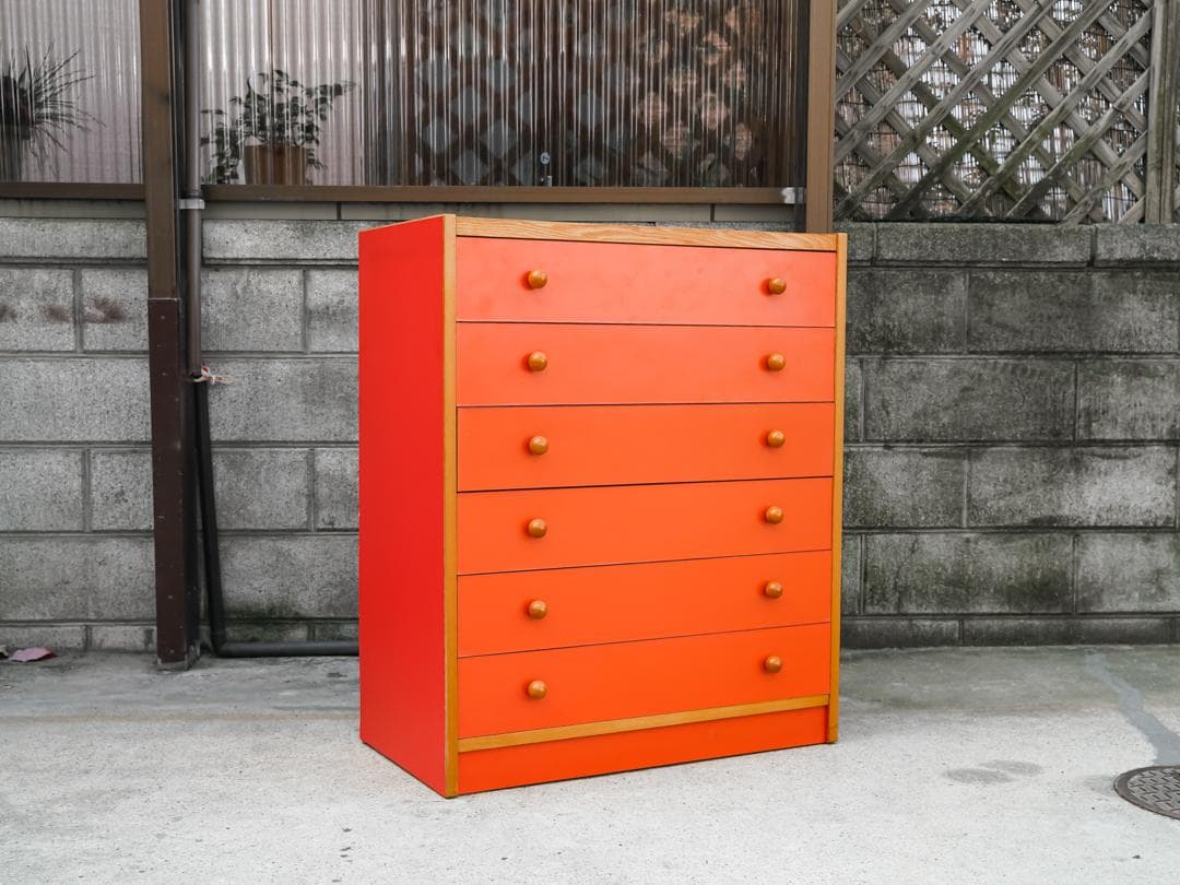 60-70's ヴィンテージ 6段チェスト/収納 レトロポップ スペースエイジ