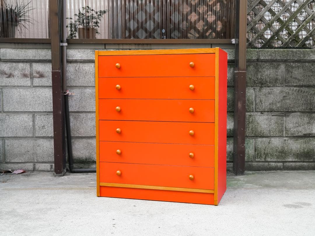 60-70's ヴィンテージ 6段チェスト/収納 レトロポップ スペースエイジ