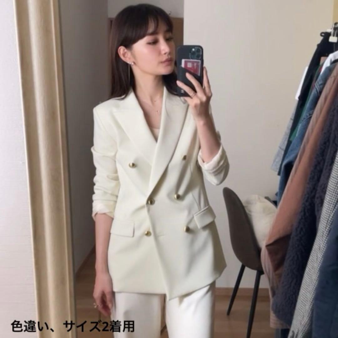 新品タグ付き【アルアバイル】テーラードジャケット　ダブル　金ボタン　キャメル　M