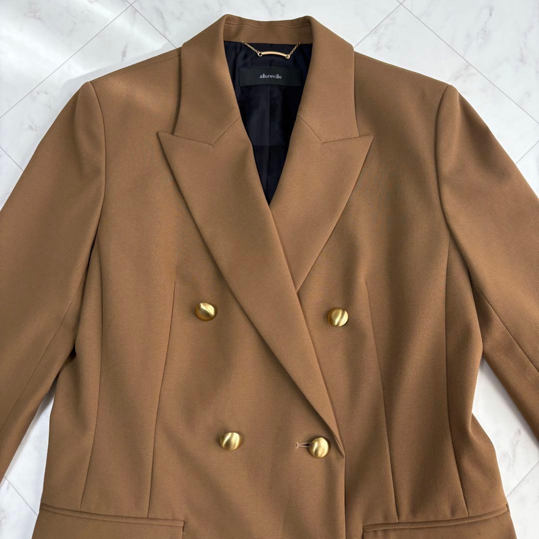 新品タグ付き【アルアバイル】テーラードジャケット　ダブル　金ボタン　キャメル　M