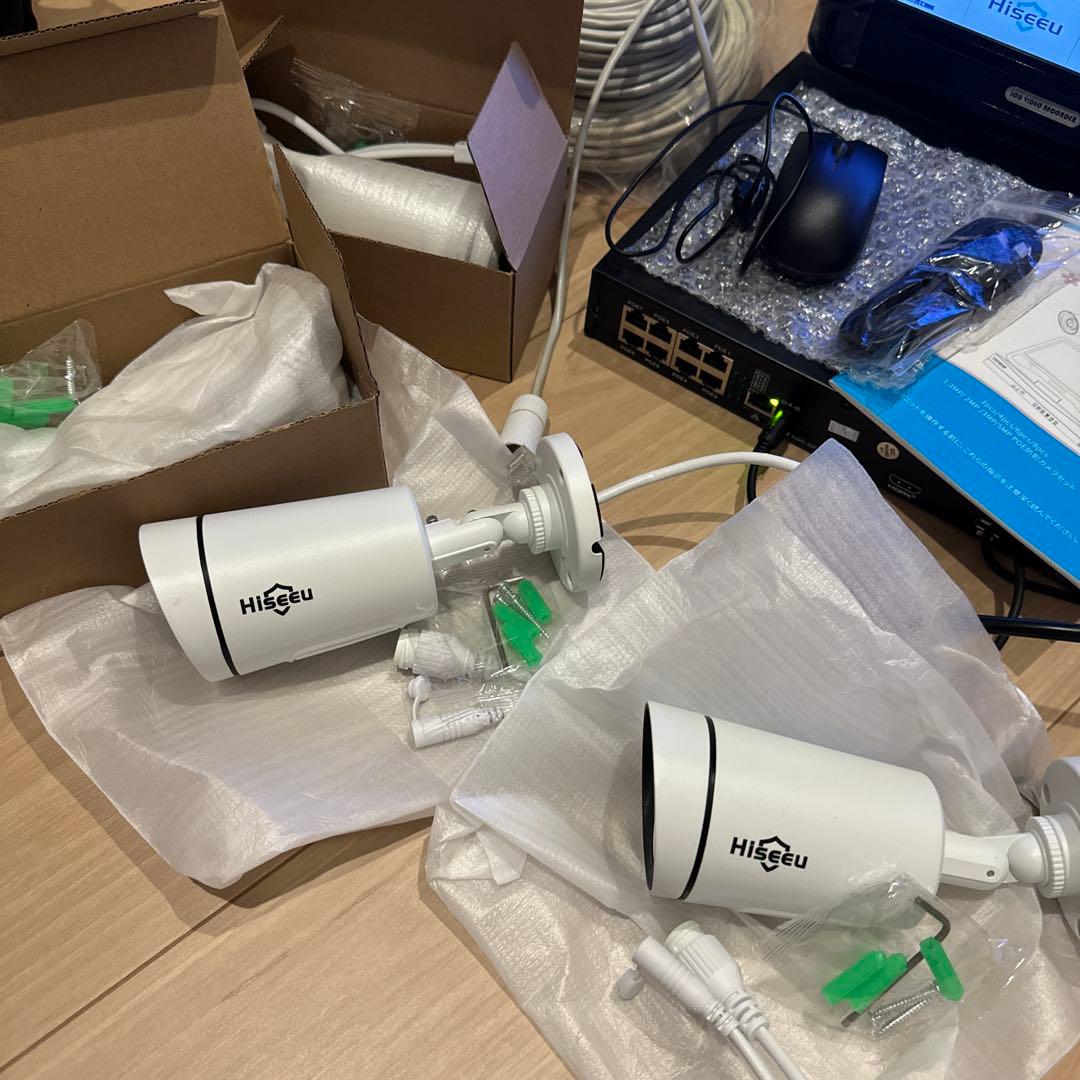 【室内試しのみ】poe給電 防犯カメラ4台 モニター 付録画3TB HDDセット