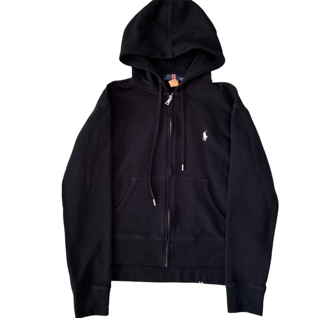 【美品・現行】ポロ・ラルフ・ローレン 黒 フルジップパーカー　黒　S