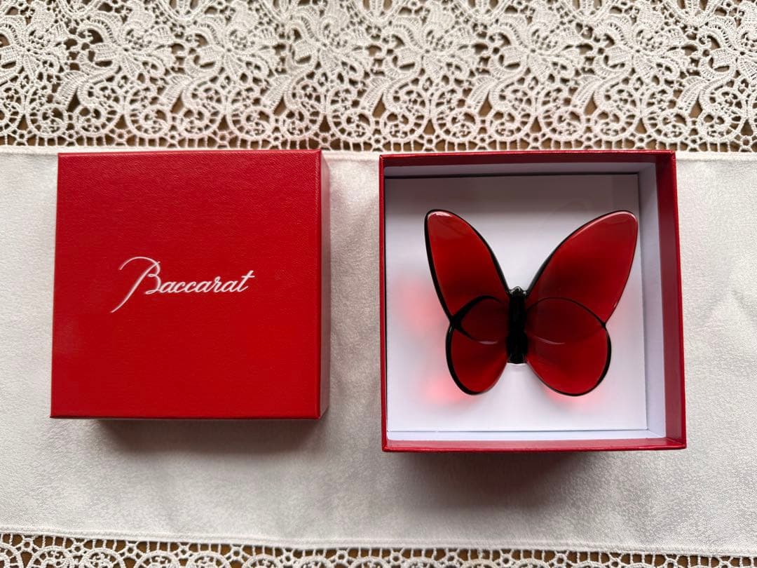 【新品・未使用】【Baccarat】【バカラ】　ラッキーバタフライ　レッド