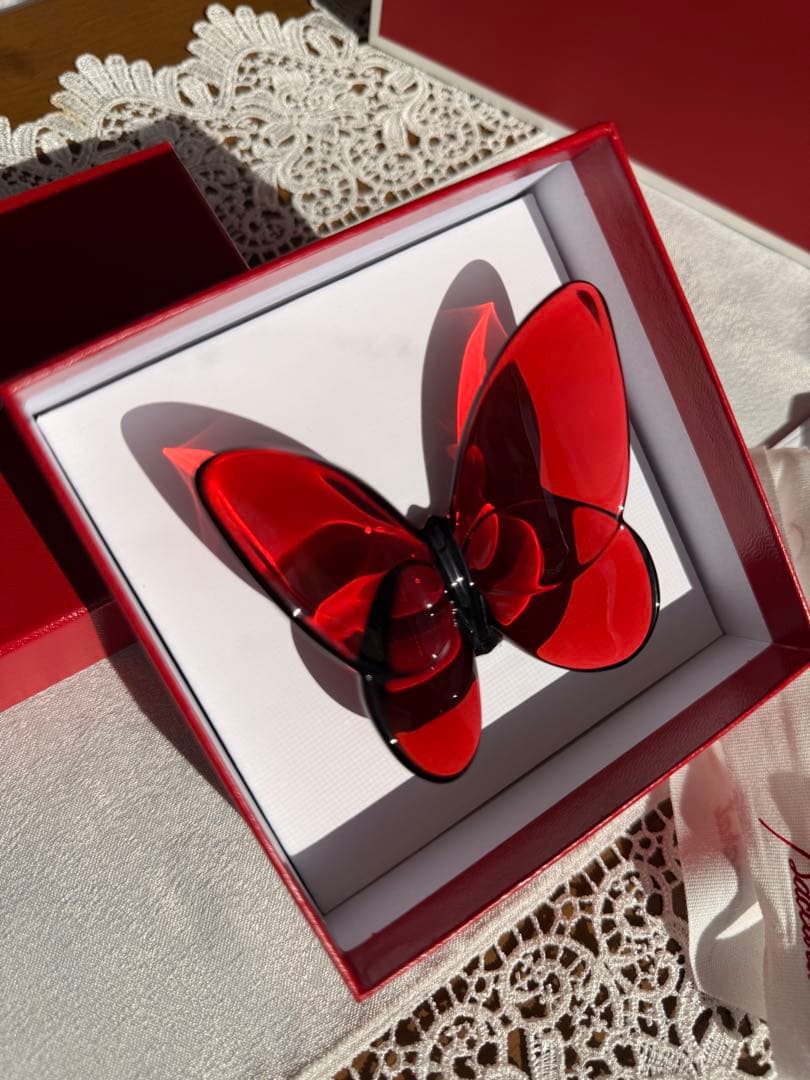 【新品・未使用】【Baccarat】【バカラ】　ラッキーバタフライ　レッド