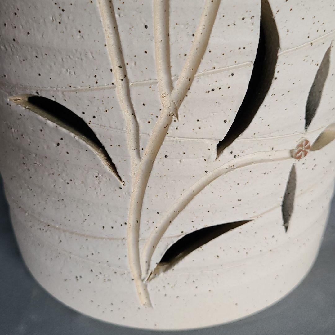 はなぷく 信楽焼 傘立て草花彫り 高さ４3cm