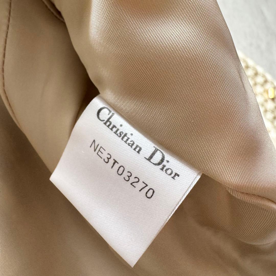 ミスディオール　テーラードジャケット ノーカラー　ツイード　金具　チェック