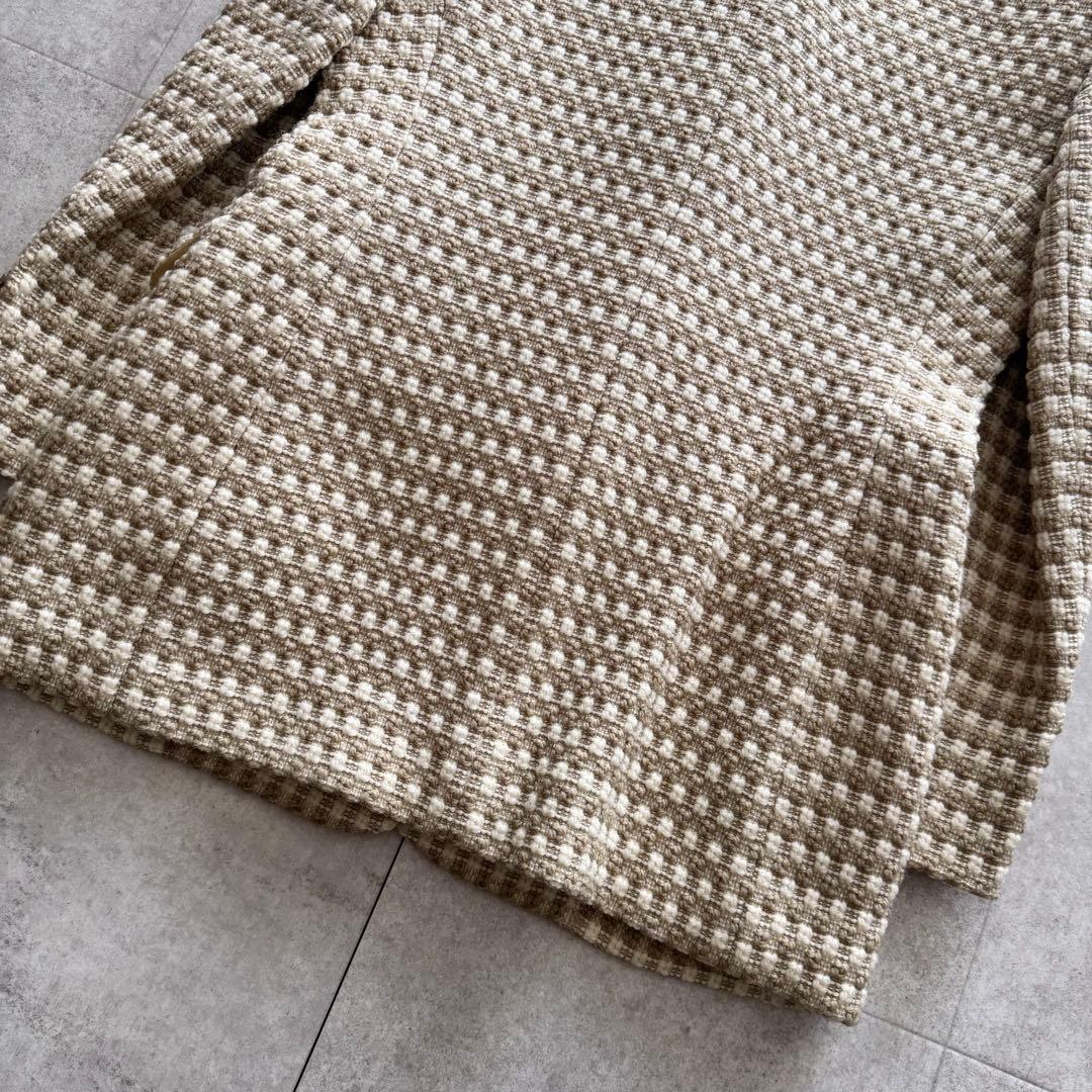 ミスディオール　テーラードジャケット ノーカラー　ツイード　金具　チェック