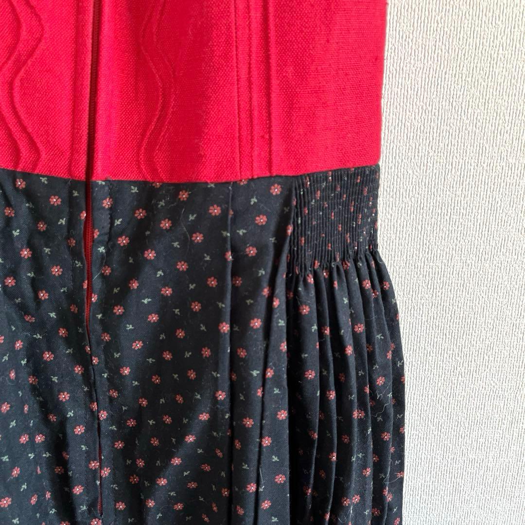 【専用ページ】vintage チロリアンワンピース 赤 ブラック 小花柄 古着