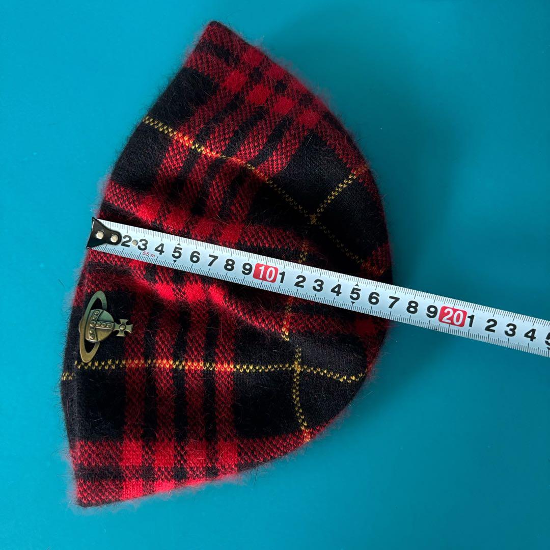 ヴィヴィアンウエストウッド　赤と黒のチェック アンゴラベレー帽　A13