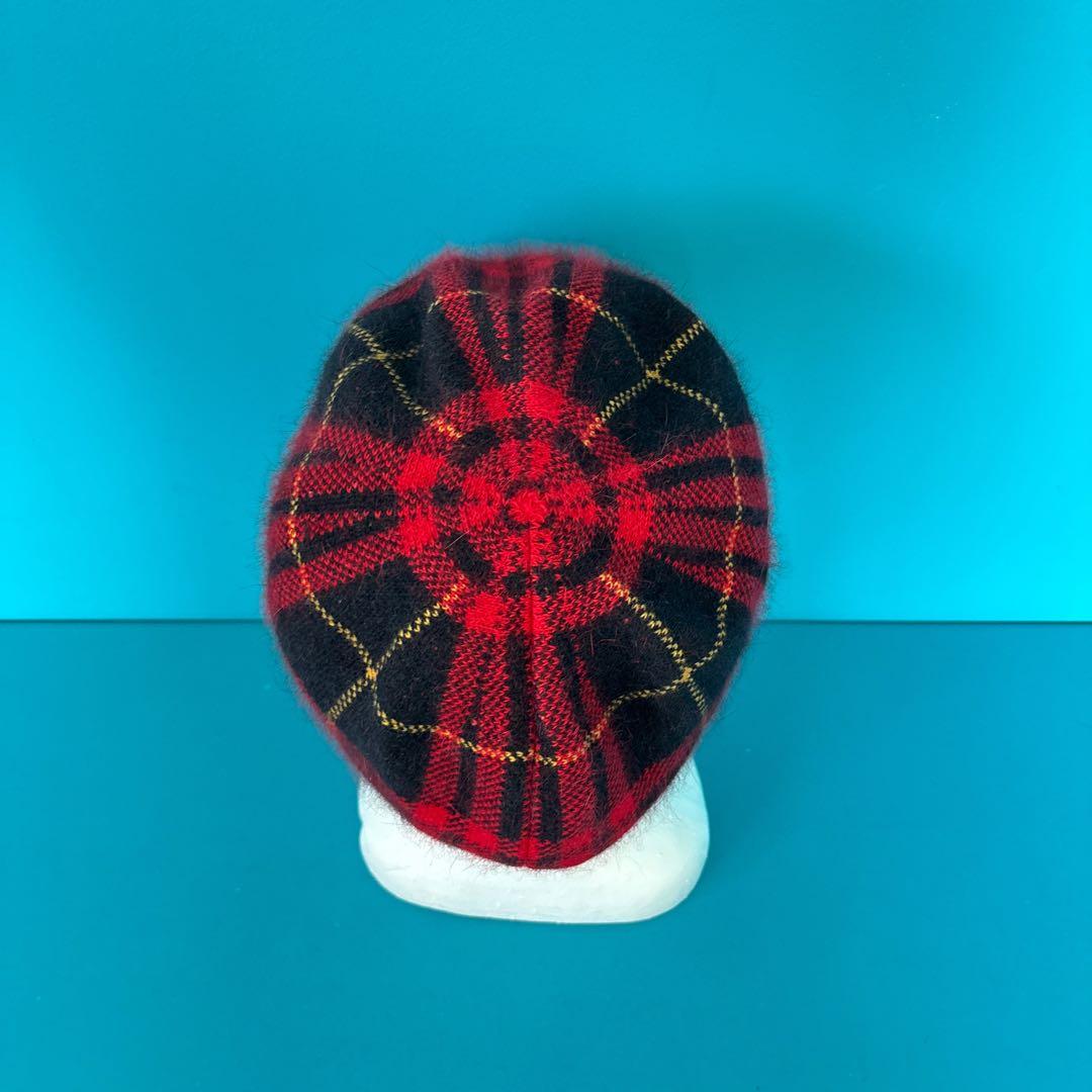 ヴィヴィアンウエストウッド　赤と黒のチェック アンゴラベレー帽　A13