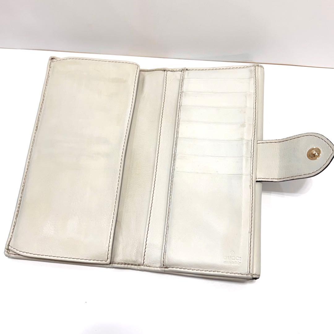 グッチ 長財布 GGキャンバス GG柄 ジャガード ハート ゴールド金具 白色