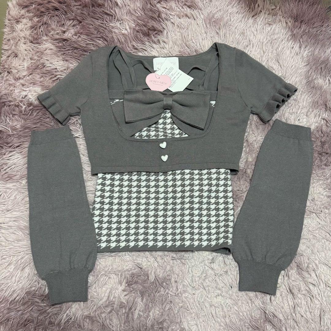 【新品タグ付き】HONEY MEW ビッグリボンアンサンブルトップス