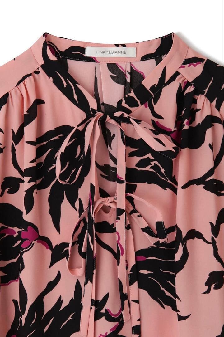 ピンキーアンドダイアン◆フラワープリントブラウス ピンク 38