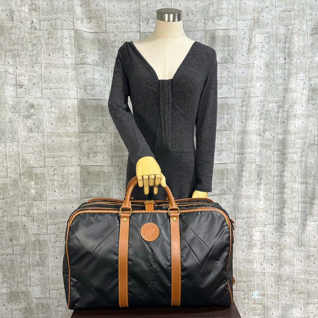 ハンティングワールド 2way仕様 ボストンバッグ 旅行用バッグ 大容量 濃紺