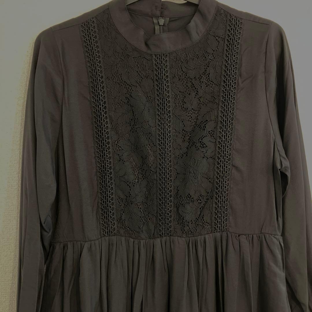 もりのがっこう　レースが可愛いフォーマル長袖ワンピースドレス(ブラック)