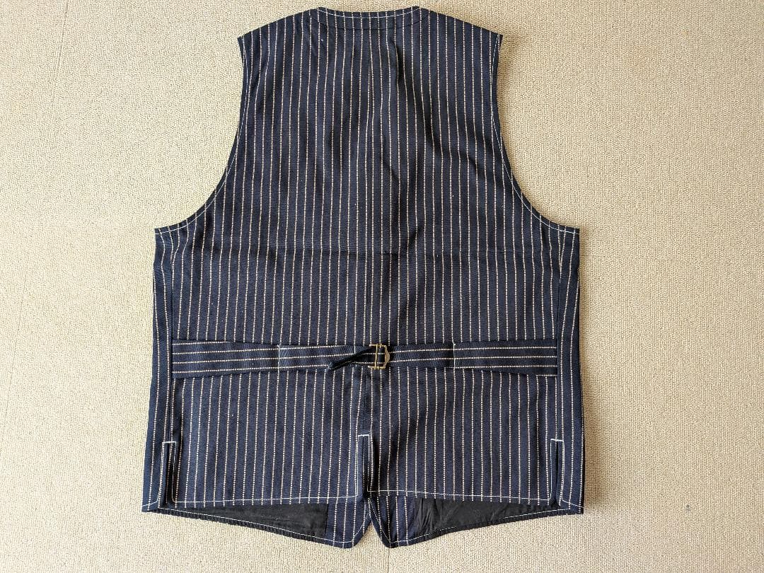 美品 アンドファミリーズ インディゴ ウォバッシュ ベスト デニム ワーク 40