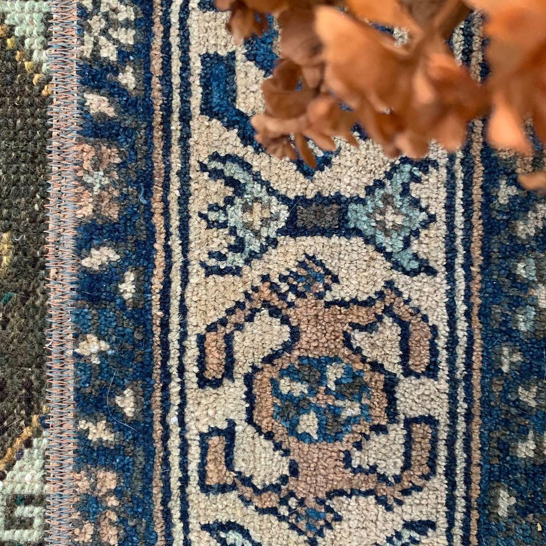 トルコヴィンテージラグ　マスタードイエロー115cm×52cm トルコラグ