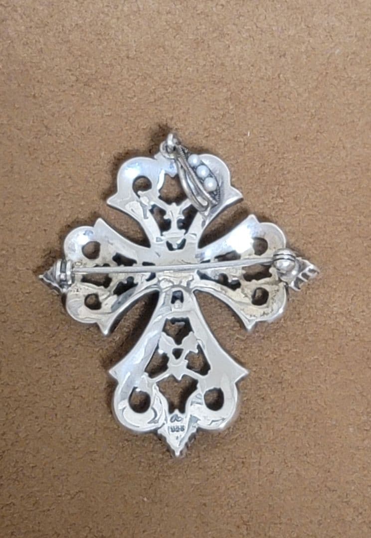 碌山 ベビーパール マーカサイトアンティーク調ペンダントトップ ブローチ