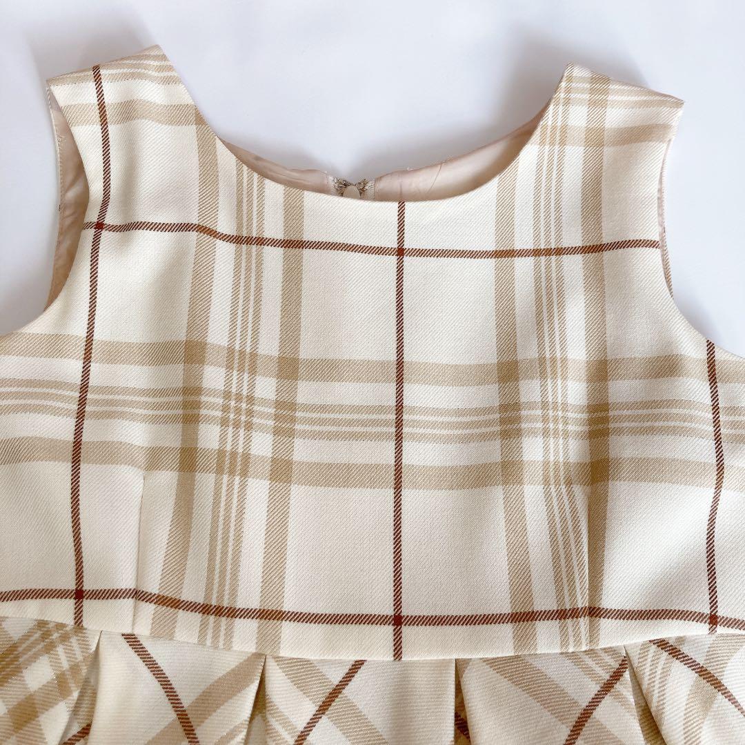 ヒロミチナカノ ベージュ×チェック セレモニー 入学 卒園 フォーマル