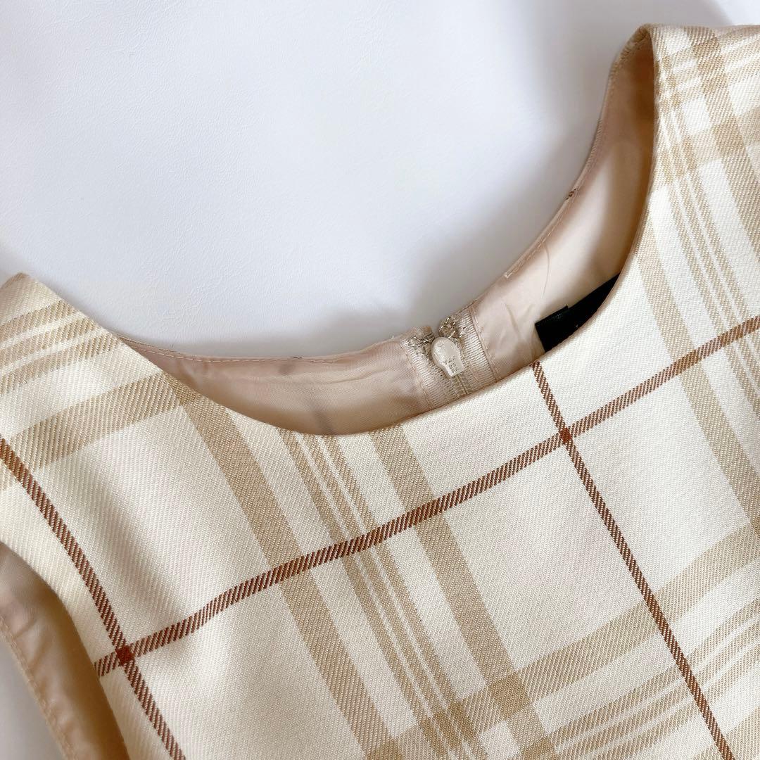 ヒロミチナカノ ベージュ×チェック セレモニー 入学 卒園 フォーマル