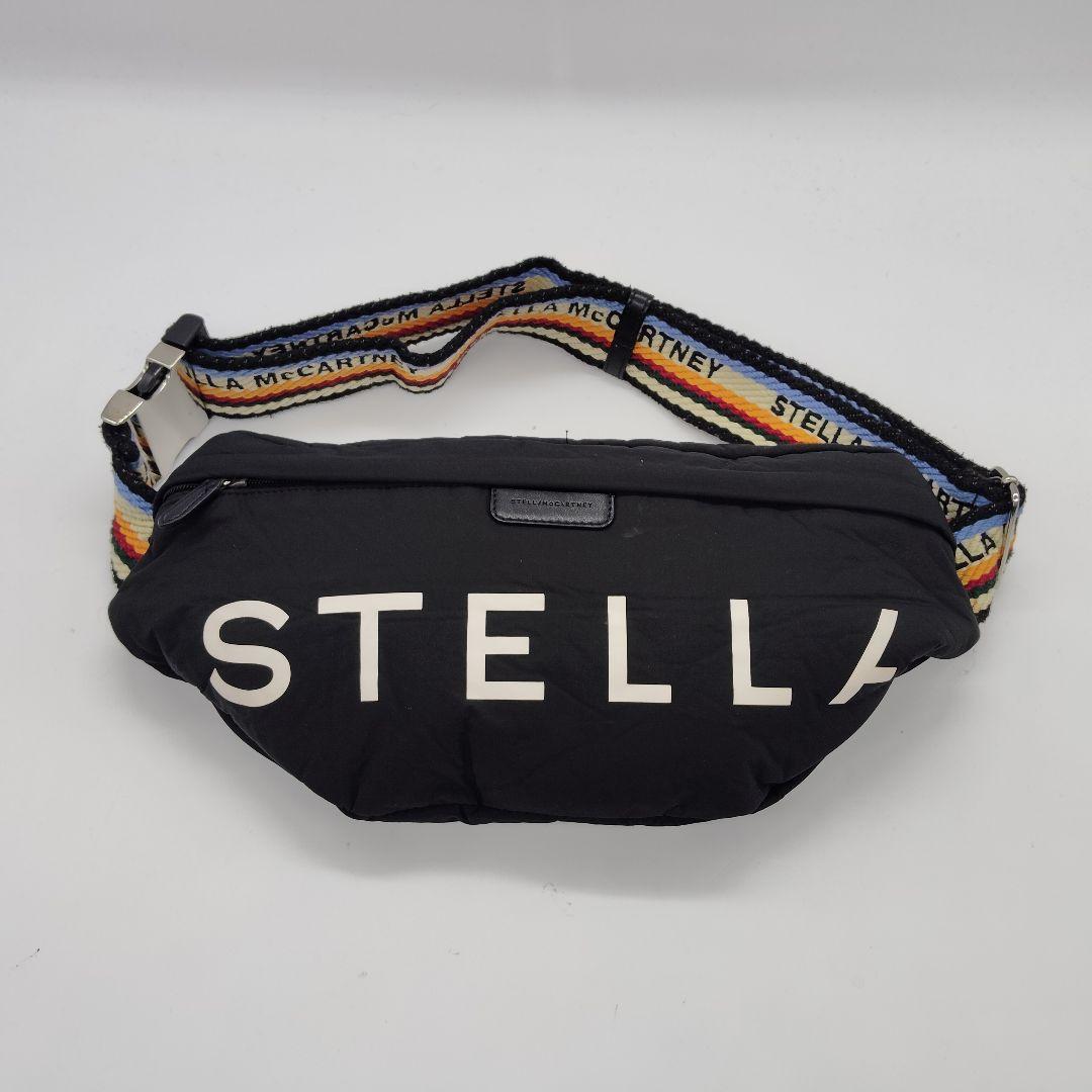 美品 ステラマッカートニー ウエストポーチ ボディバッグ 黒 ブラック 虹