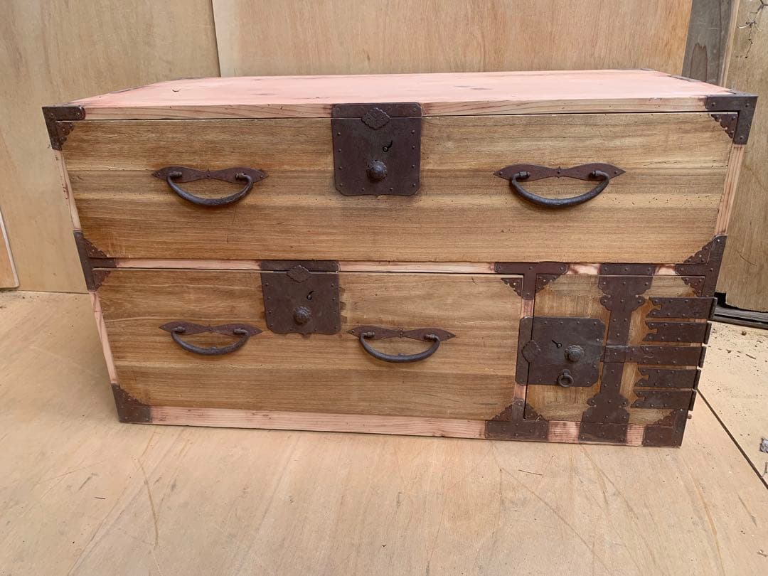 古い木味　二本松箪笥　引き出し2杯子引き出し2杯チェスト　古家具