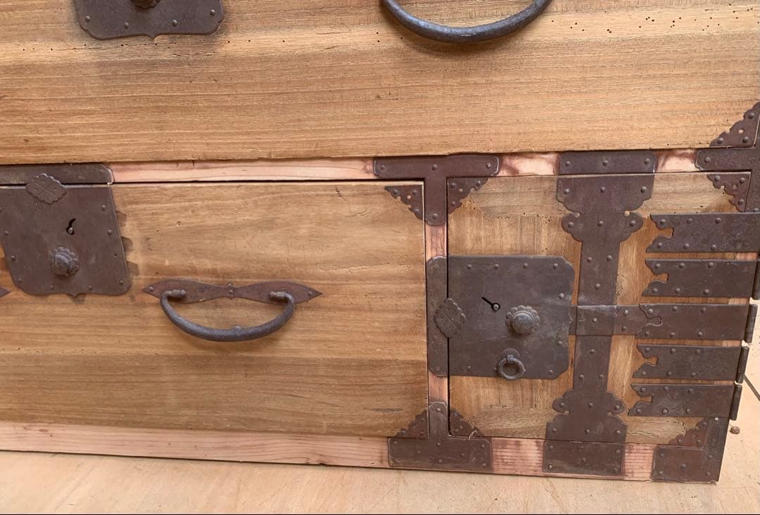 古い木味　二本松箪笥　引き出し2杯子引き出し2杯チェスト　古家具