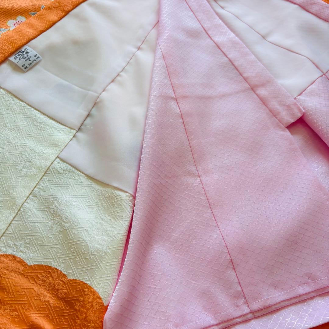 【新品】 日本伝統色 杏色❗️日本製 お宮参り産着 女の子 京友禅 刺繍入 襦袢付