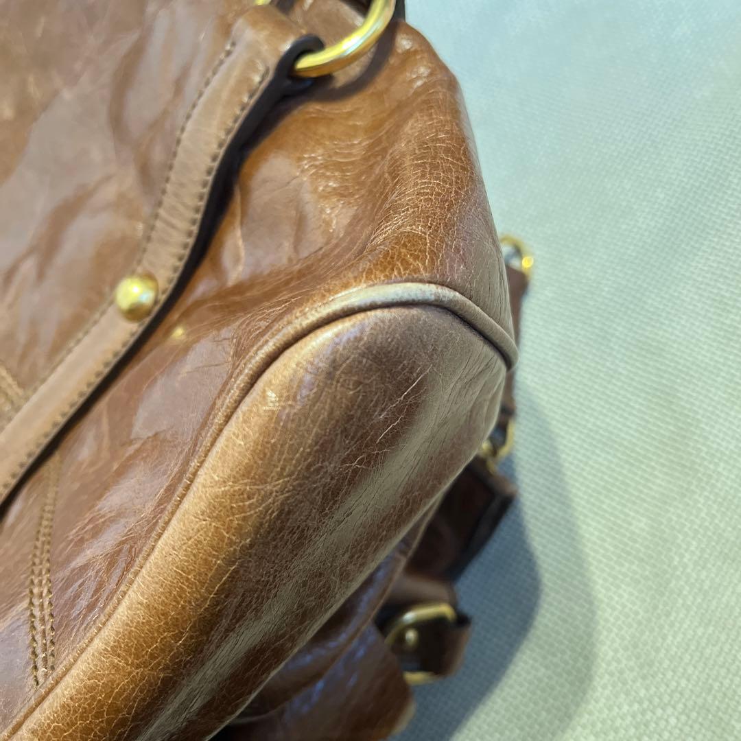 miu miu ブラウンレザー ハンドバッグ