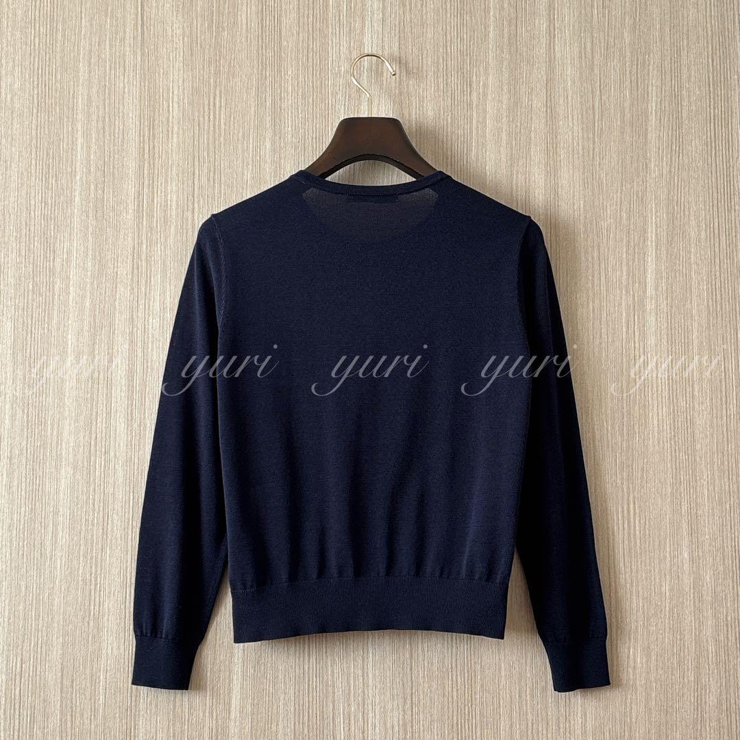 【1268】アナイ　フラワープリントドッキングカーディガン　濃紺　38