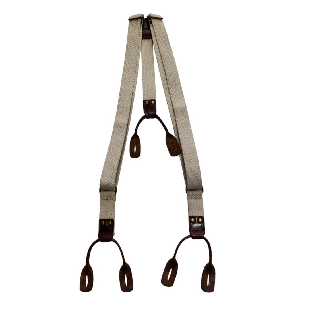 Unknown クラシック レザー×キャンバス ブレイシーズ サスペンダー