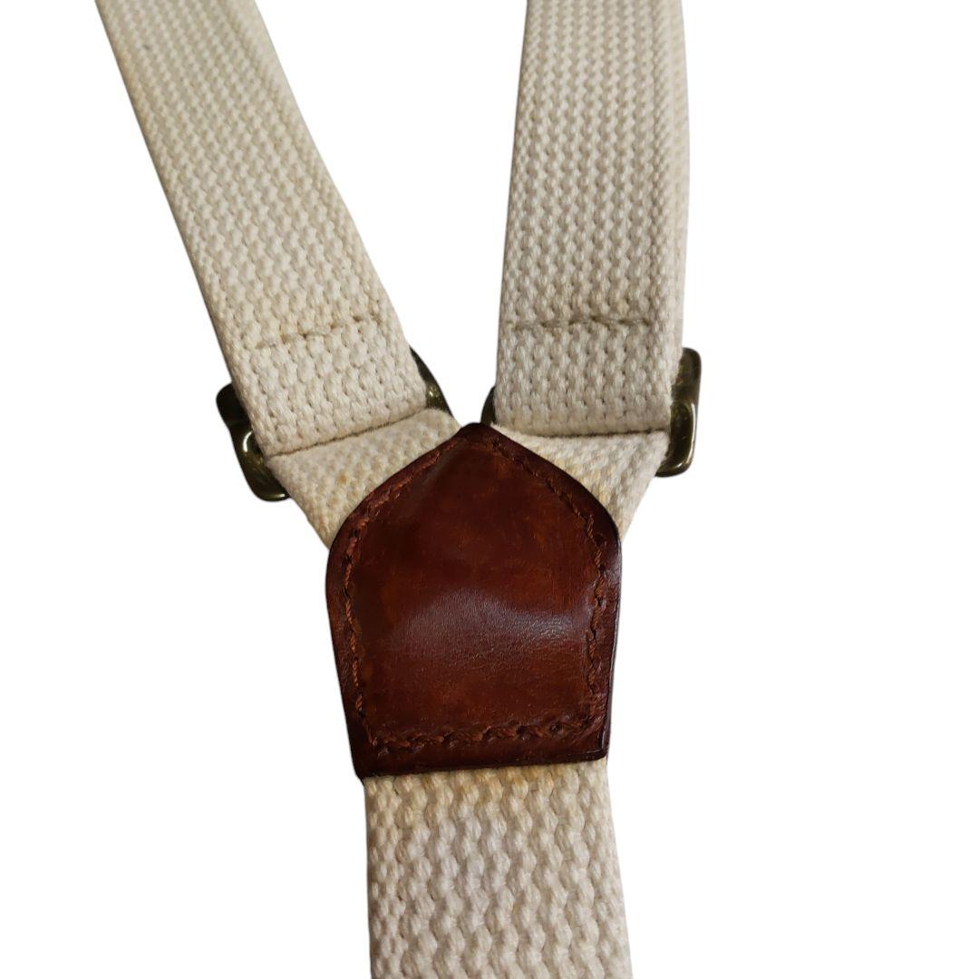 Unknown クラシック レザー×キャンバス ブレイシーズ サスペンダー