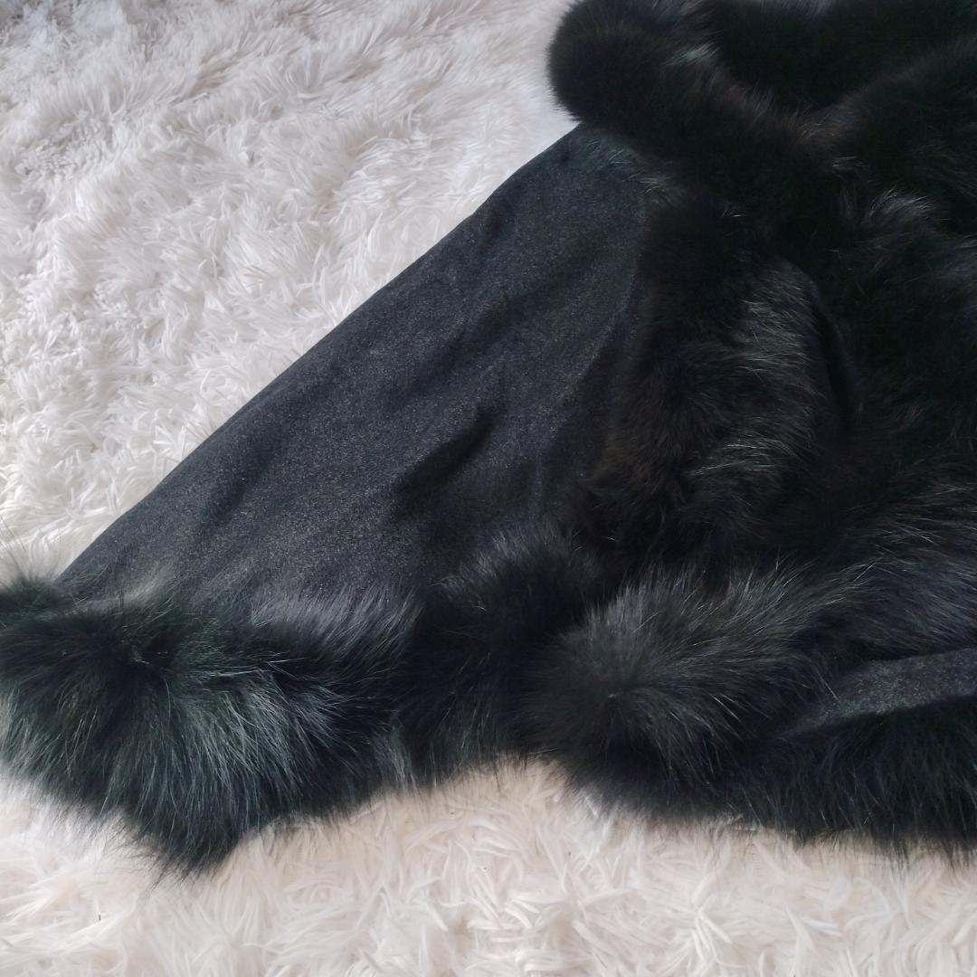 【未使用級】SAGA FURS カシミヤ ポンチョ 2way ブルーフォックス