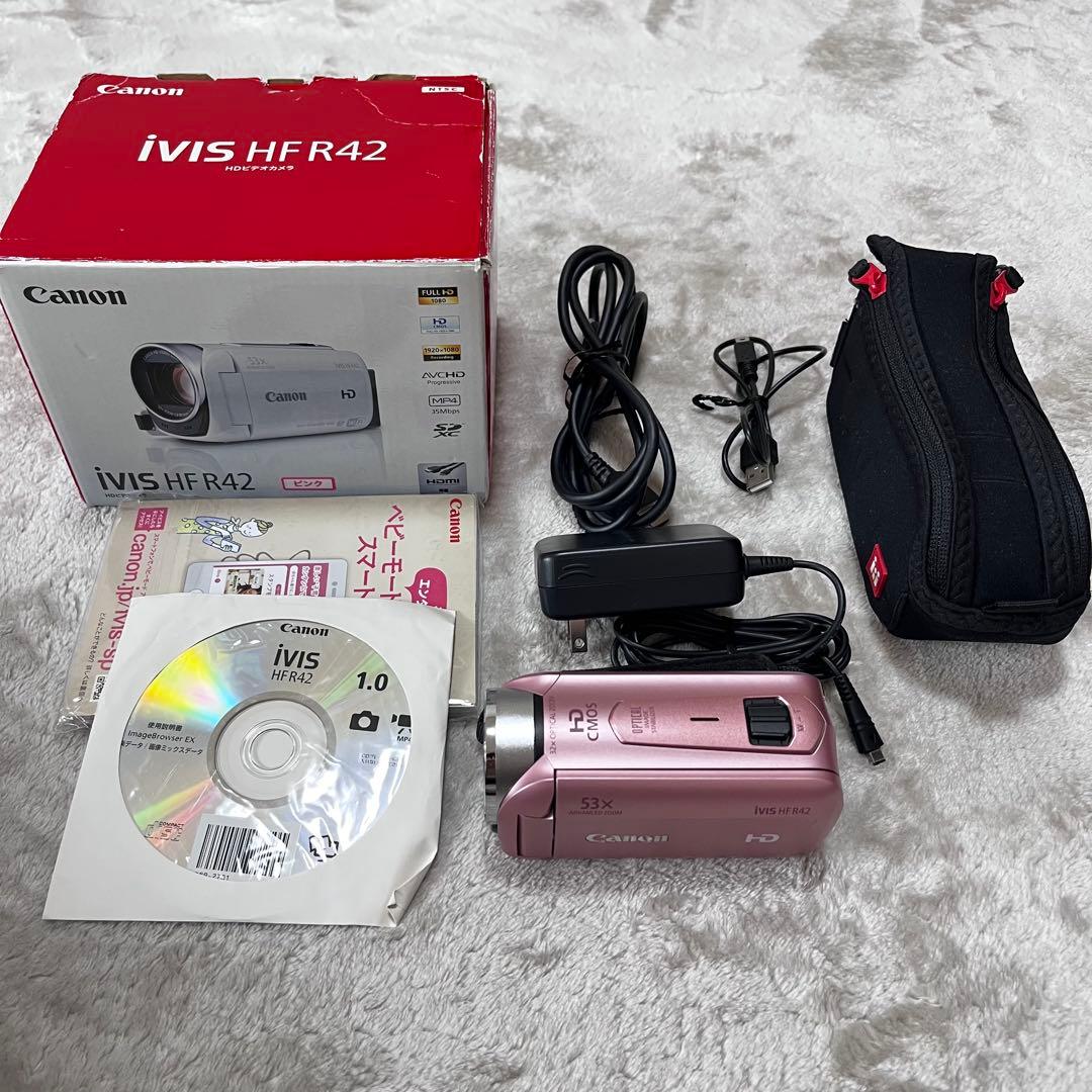 極美品　Canon キャノン　ビデオカメラ iVIS HF R42 ピンク