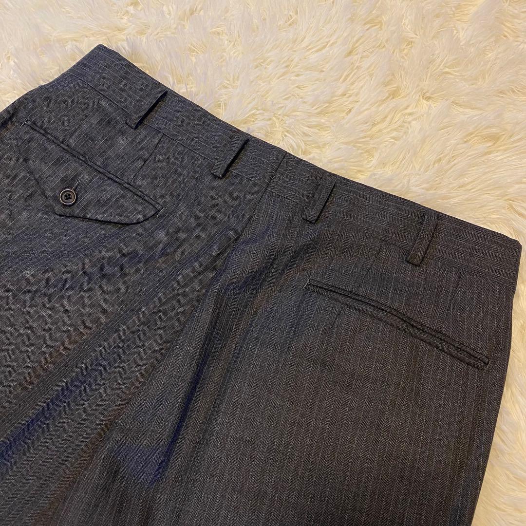 【極美品】バーバリーロンドン セットアップ スーツ 総裏 ストライプ グレー