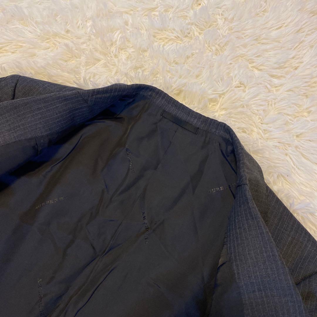 【極美品】バーバリーロンドン セットアップ スーツ 総裏 ストライプ グレー