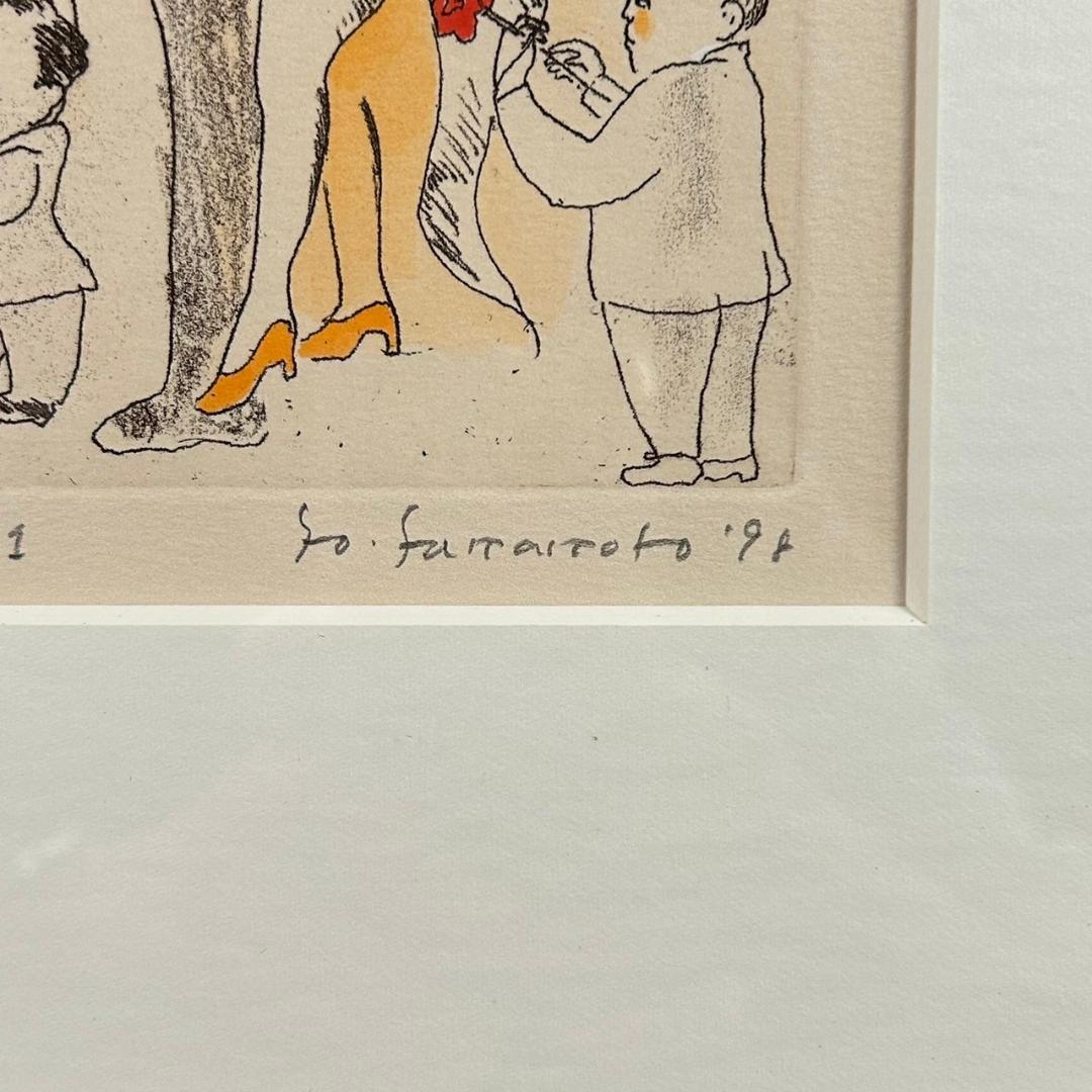 美品 山本容子「フリークス1」銅版画+手彩色 直筆サイン入り 1998年作 限定