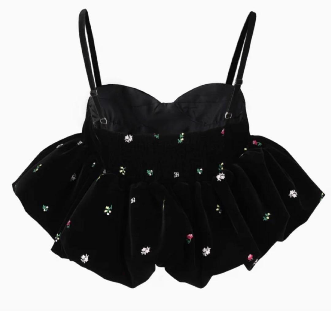 ブラックベルベットフリルビスチェ